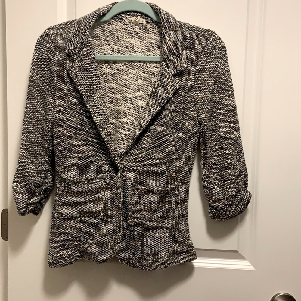 Black and White Knitted Blazer